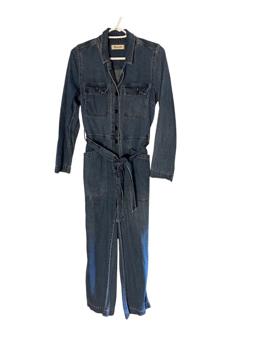Madewell  women’s S Denim Jumpsuit With Belt Button-Front pockets 100% cotton
